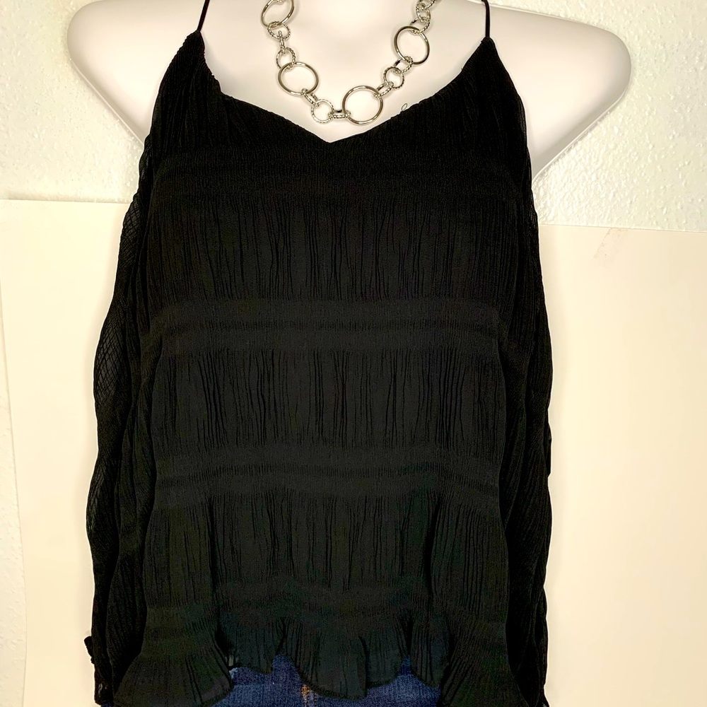 WOMEN, WOVEN PLISSE CAMI TOP WITH LINING